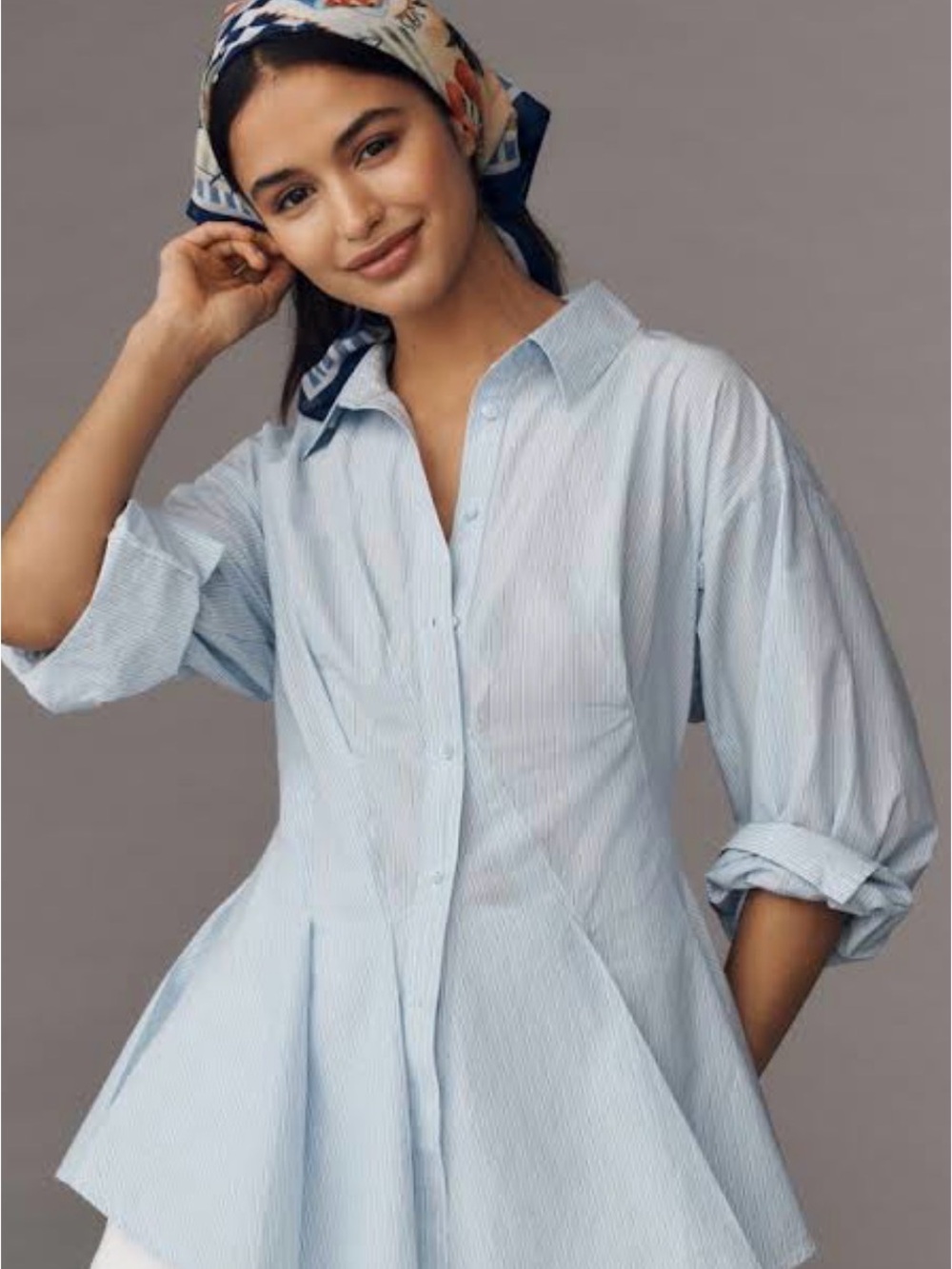 Anthropologie Maeve Long sleeve waisted button down shirt. NWT
